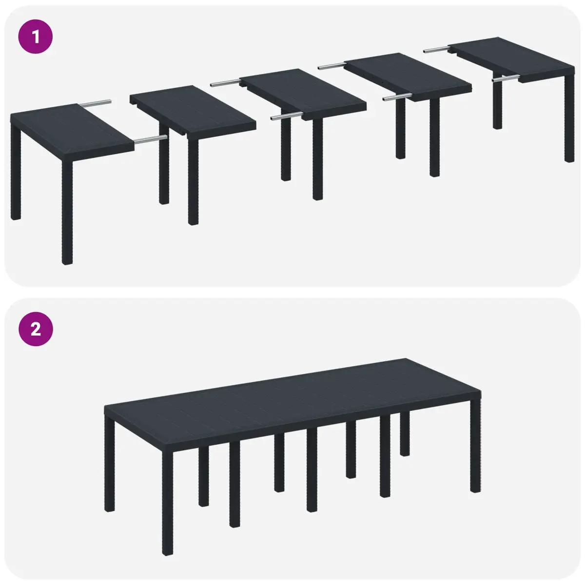 Garden Dining Set 9 Pieces Anthracite Modern Outdoor Furniture Poly Rattan