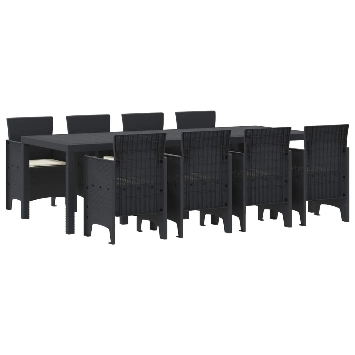 Garden Dining Set 9 Pieces Outdoor Furniture Anthracite Modern Poly Rattan
