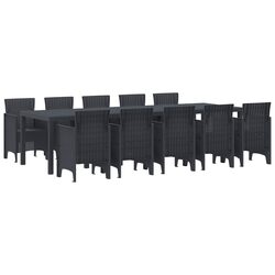 Outdoor Dining Set 11 Pieces Anthracite Poly Rattan Garden Furniture Patio