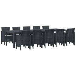 Outdoor Dining Set 11 Pieces Garden Furniture Poly Rattan Anthracite Grey