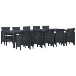Outdoor Dining Set 11 Pieces Poly Rattan Garden Furniture Anthracite Cushion