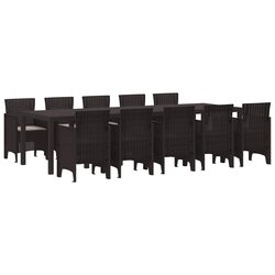 Outdoor Dining Set 11 Pieces Brown Poly Rattan Garden Furniture Patio Table