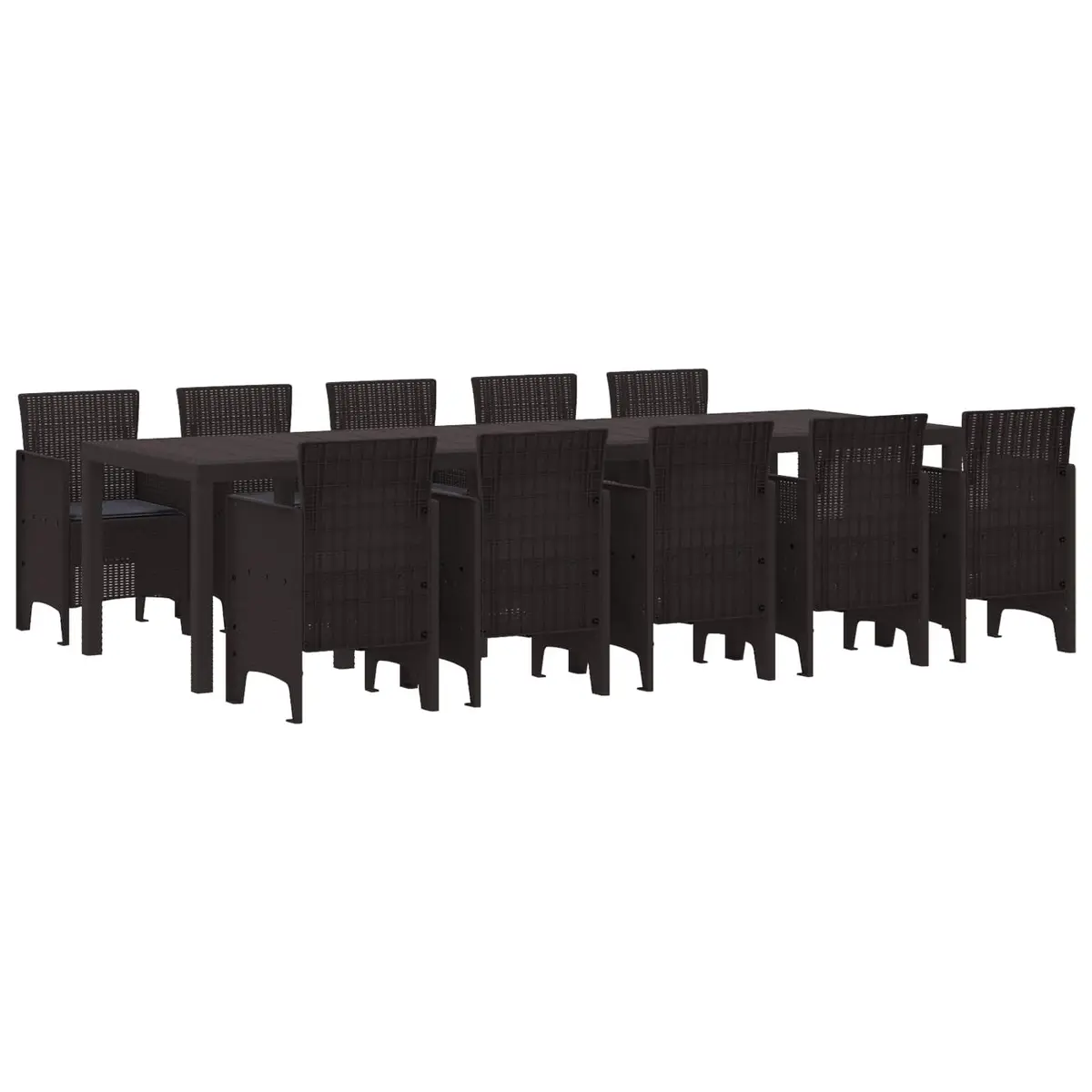 Outdoor Dining Set 11 Pieces Brown Poly Rattan Garden Furniture Patio Table Chairs