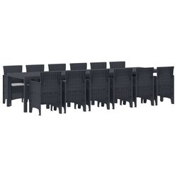 Garden Dining Set 13 Piece Outdoor Furniture Anthracite Poly Rattan Patio Table