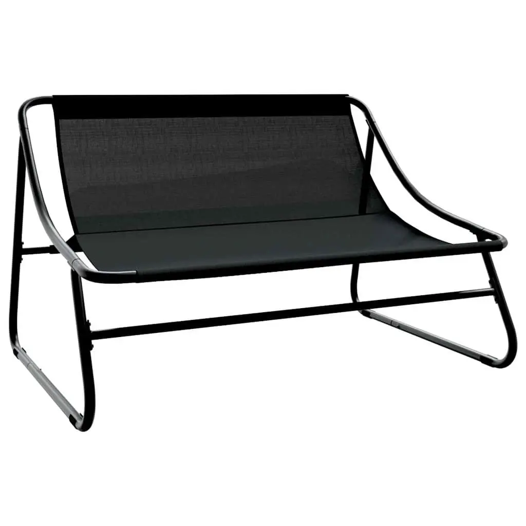 Garden Dining Set 5 Pieces Black Steel Outdoor Furniture Patio Sofa Table
