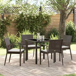 Garden Dining Set 5 Piece Outdoor Furniture PE Rattan Steel Frame Brown Black