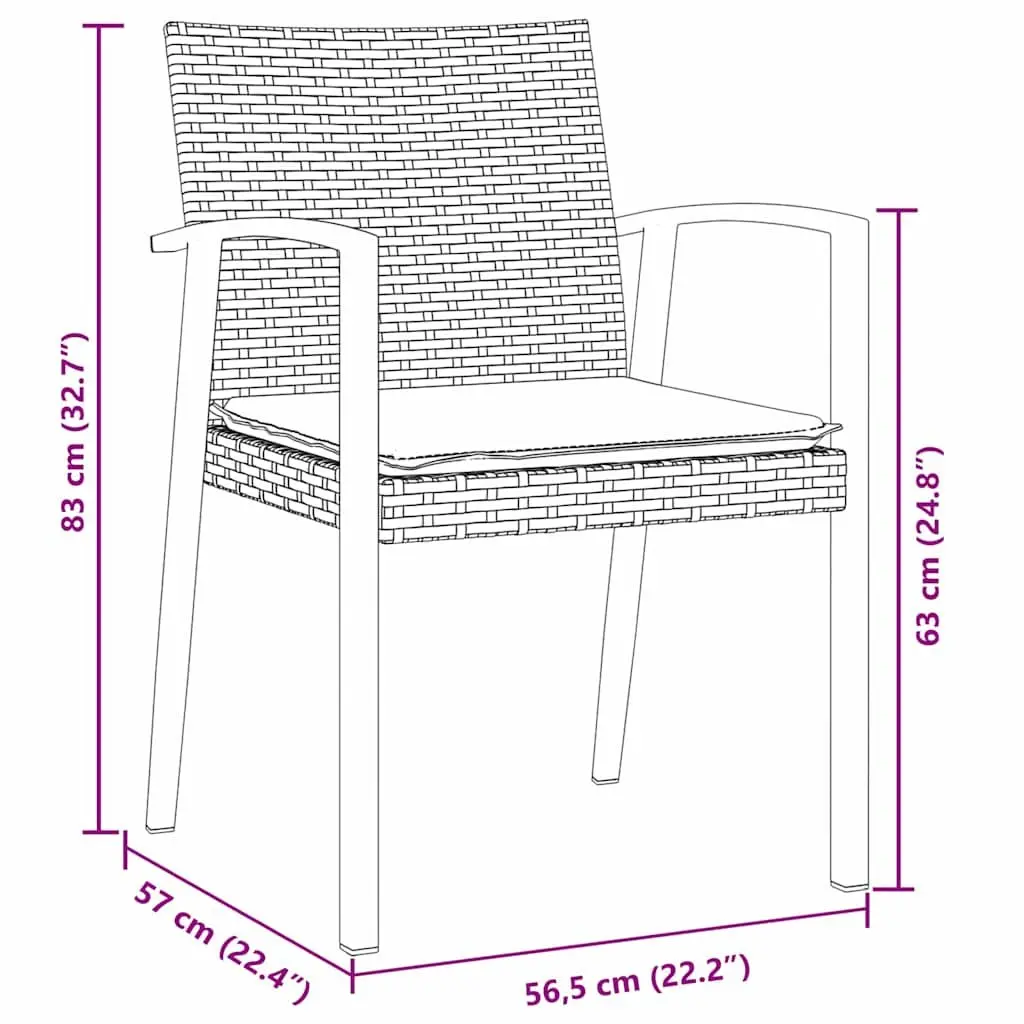Garden Dining Set 7 Piece Outdoor Furniture PE Rattan Steel Frame Brown Black