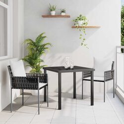 Garden Dining Set 3 Piece Outdoor Furniture Rattan Chairs Table Patio Seating