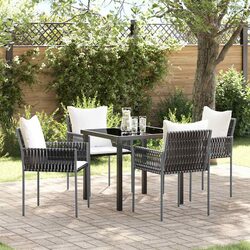 Garden Dining Set 5 Piece Outdoor Furniture Patio Table Chairs Brown Black