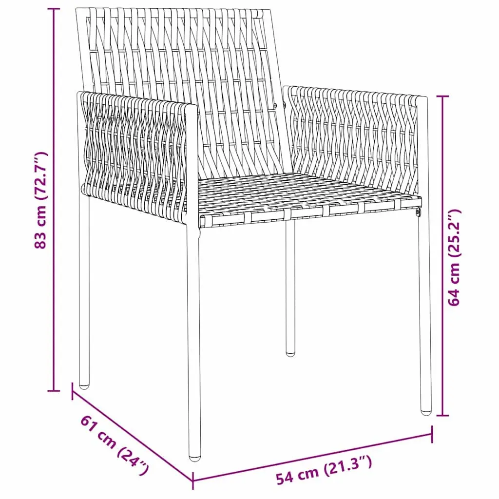 Outdoor Dining Set 5 Pieces Modern Poly Rattan Steel Frame Black Garden Furniture