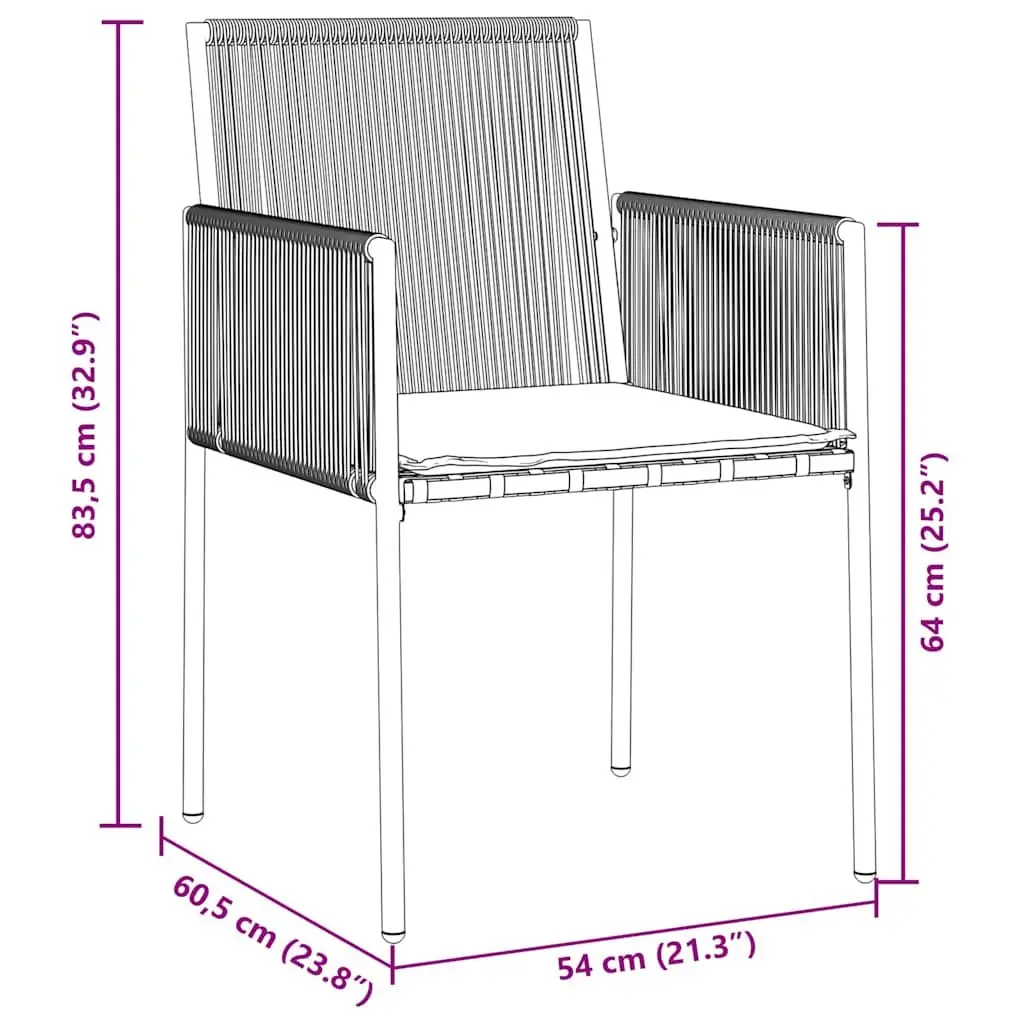 Garden Dining Set 7 Pieces Black Poly Rattan Outdoor Furniture with Steel Frame