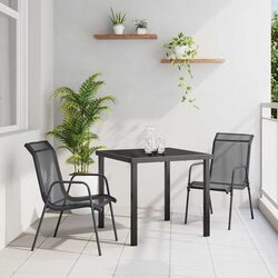 Garden Dining Set 3 Pieces Black Steel Frame Outdoor Furniture Patio Seating