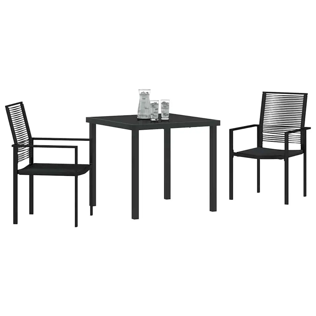 Garden Dining Set 3 Pieces Black Powder-coated Steel Outdoor Furniture