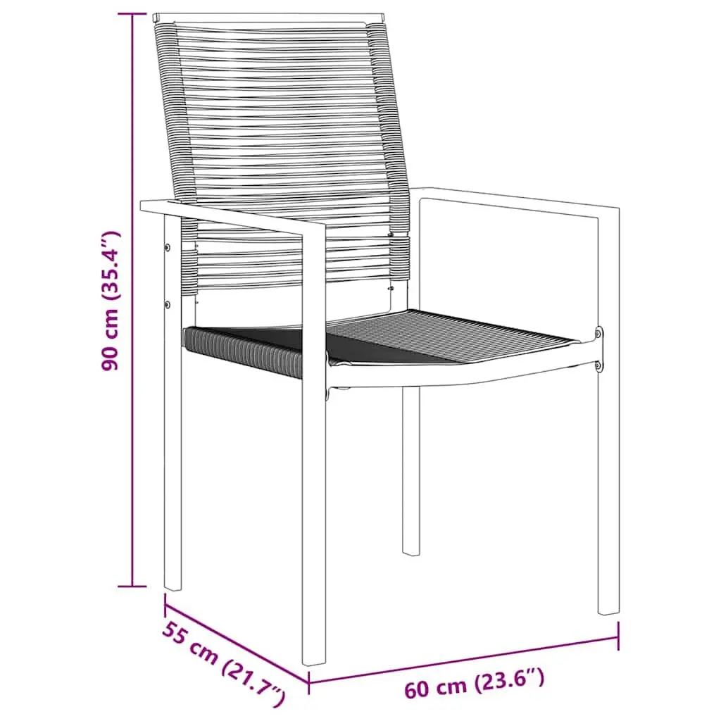Garden Dining Set 3 Pieces Black Powder-coated Steel Outdoor Furniture
