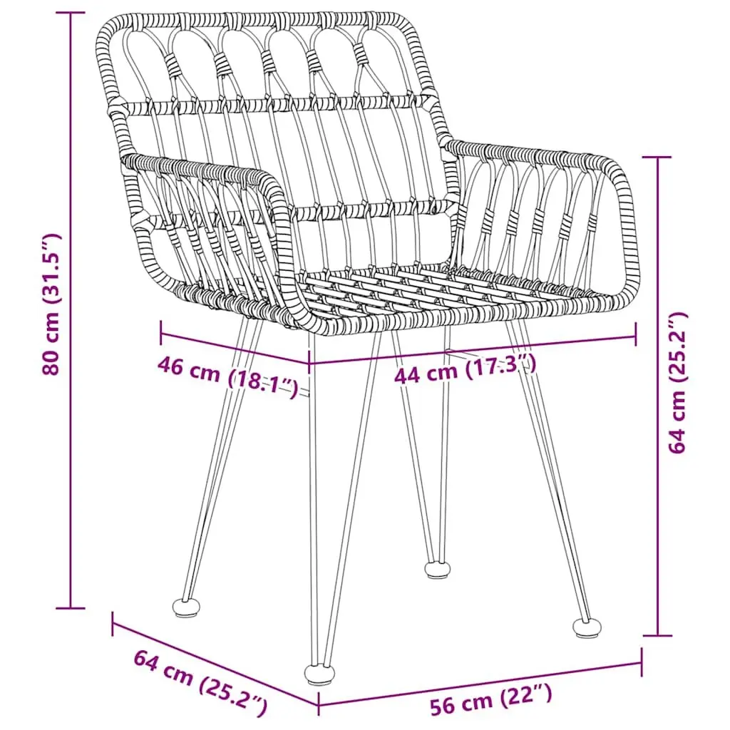 Garden Dining Set 7 Pieces Rectangular Outdoor Furniture Black Poly Rattan Steel