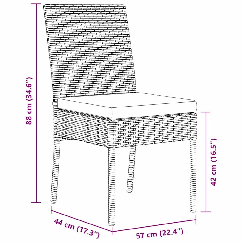 Outdoor Dining Set 3 Pieces Black Steel Frame Rattan Seating Furniture
