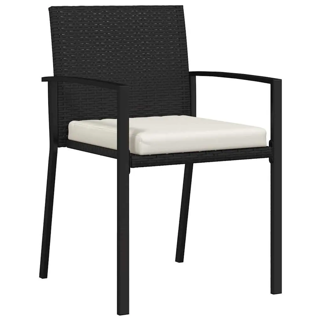 Garden Dining Set 7 Pieces Black Steel Outdoor Furniture Patio Table Chairs