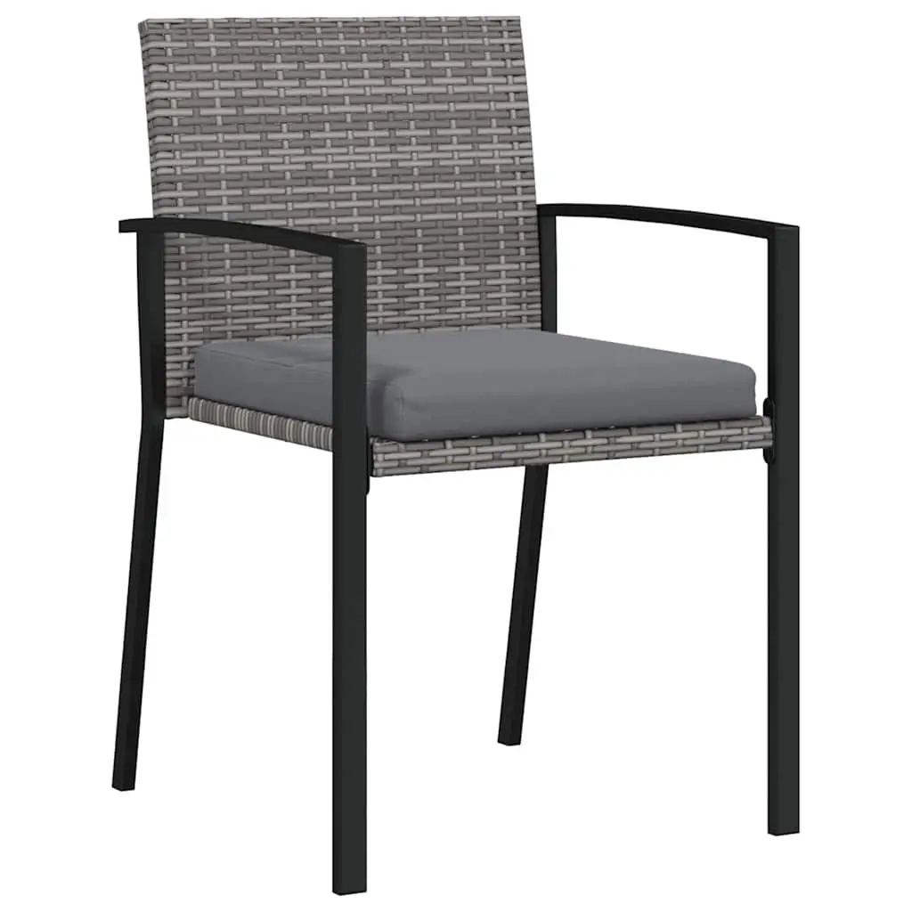Garden Dining Set 7 Pieces Outdoor Furniture Steel Frame Poly Rattan Grey