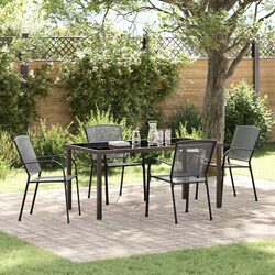 Garden Dining Set 5 pcs Anthracite Rectangular Outdoor Furniture Steel Frame