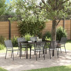 Garden Dining Set 7 Piece Outdoor Furniture Anthracite Steel Table Chairs