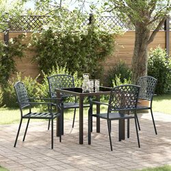 Garden Dining Set 5 Piece Outdoor Furniture Anthracite Steel Tempered Glass
