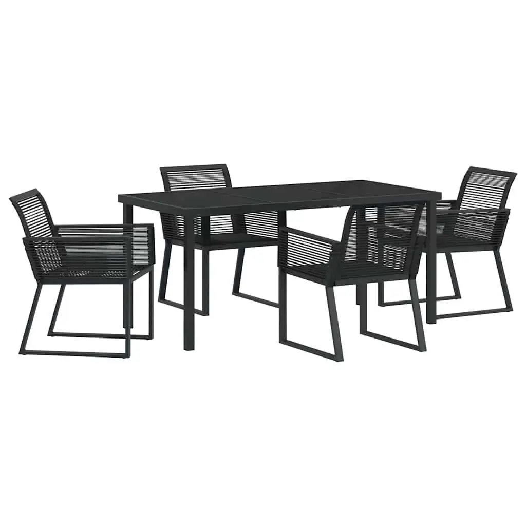 Garden Dining Set Modern Rectangular 5 Piece Black Outdoor Furniture