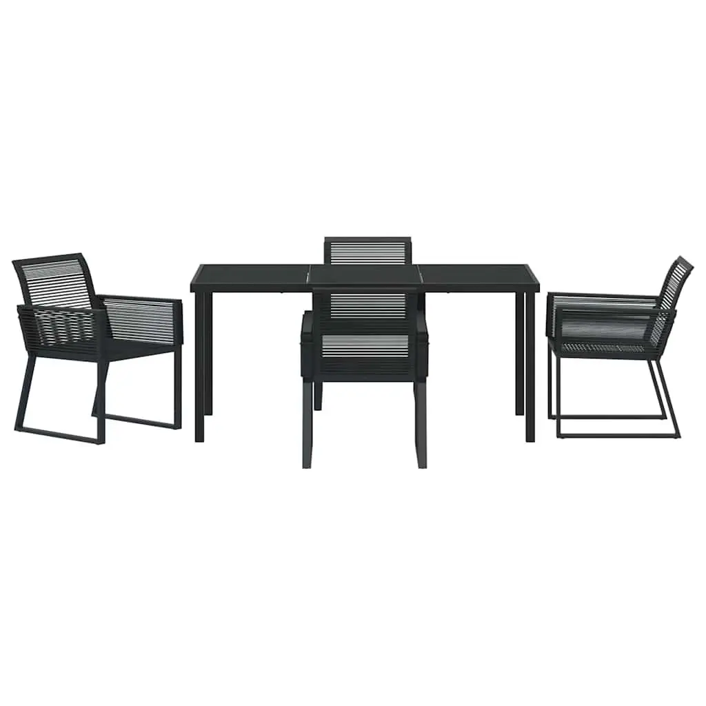 Garden Dining Set Modern Rectangular 5 Piece Black Outdoor Furniture