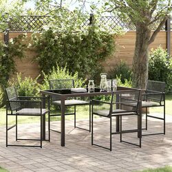 Garden Dining Set 5 Pieces Black Poly Rattan Outdoor Furniture Patio Table