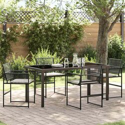 Garden Dining Set 5 Pieces Black Poly Rattan Outdoor Furniture Terrace Patio