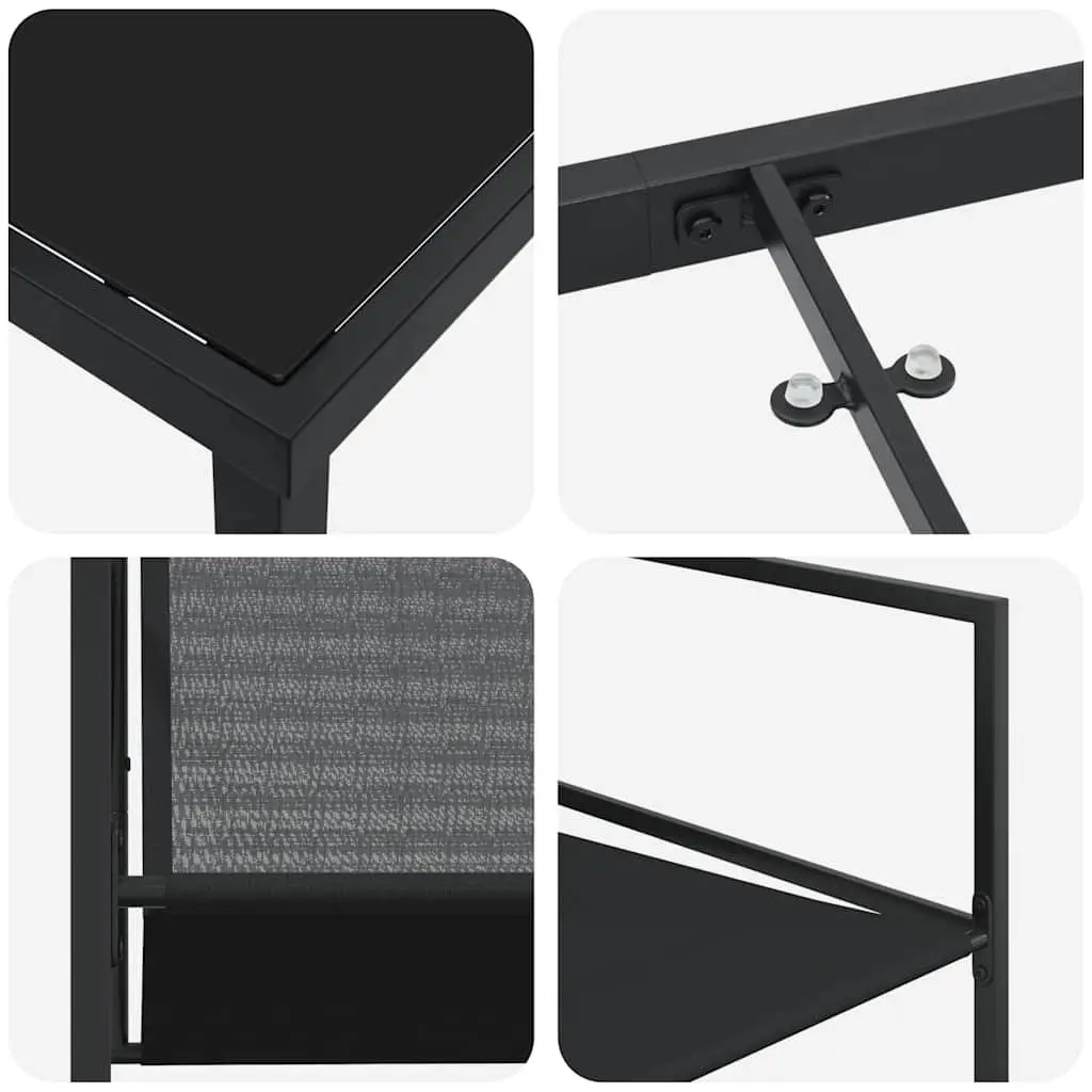 Outdoor Dining Set 5 Pieces Black Steel Textilene Chairs Table