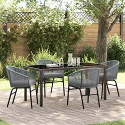 Outdoor Dining Set 5 Piece Garden Furniture Anthracite Steel Frame Glass Top