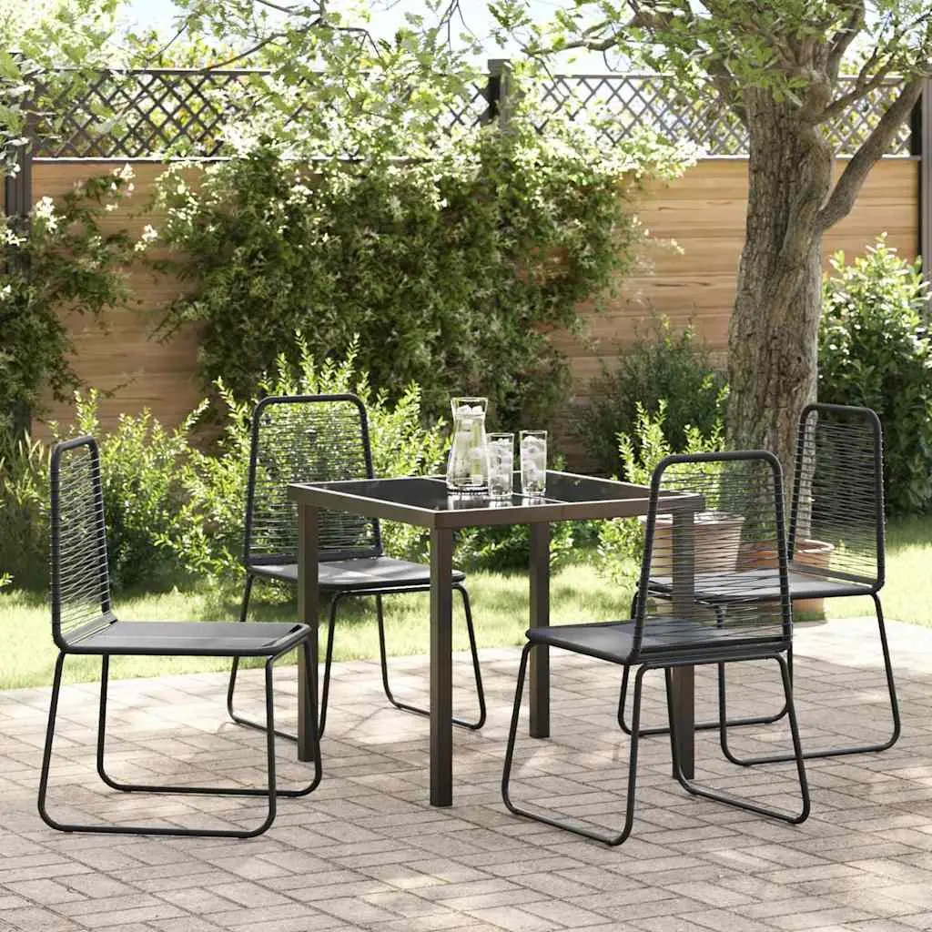Garden Dining Set 5 Pieces Rectangular Black Outdoor Furniture Patio Table