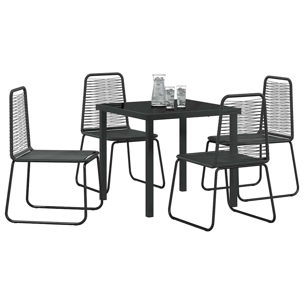 Garden Dining Set 5 Pieces Rectangular Black Outdoor Furniture Patio Table