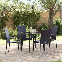 Garden Dining Set 5 Piece Outdoor Furniture Black Steel Frame Patio Table Chairs