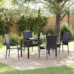Garden Dining Set 5 Piece Outdoor Furniture Black Steel Frame Patio Table Chairs