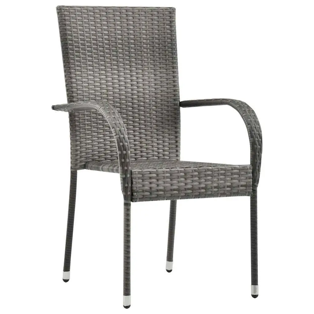 Garden Dining Set 5 Pieces Grey Powder-Coated Steel Frame Outdoor Furniture