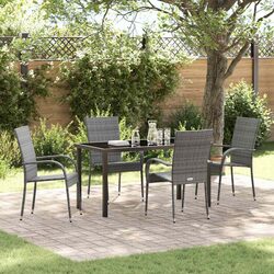 Garden Dining Set 5 Piece Grey Steel Frame Outdoor Furniture Patio Balcony