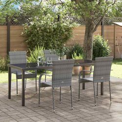 Garden Dining Set 5 Piece Outdoor Furniture Patio Table Chairs Grey Steel Frame