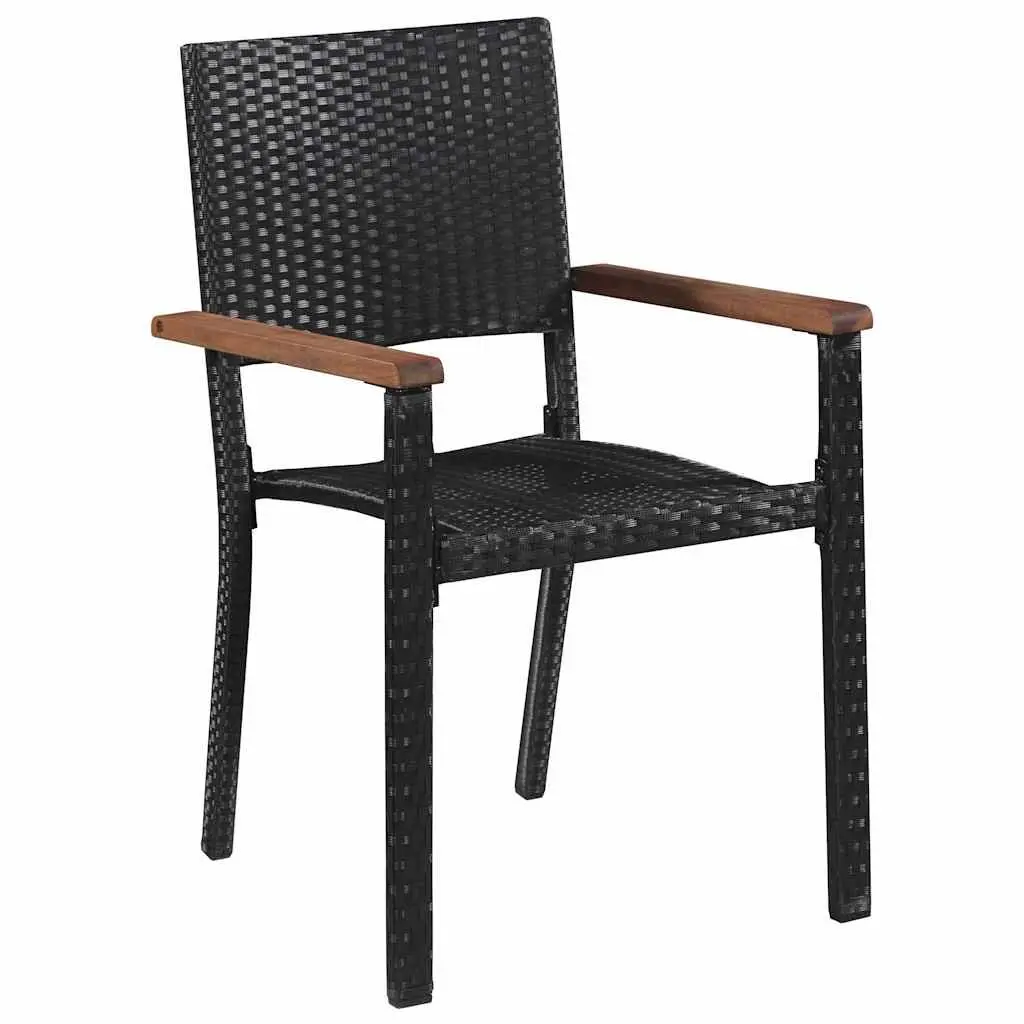 Outdoor Dining Set 3 Pieces Black Steel Frame Poly Rattan Garden Furniture