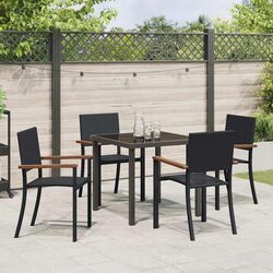Garden Dining Set 5 Piece Outdoor Furniture Black Steel Frame Rattan Table