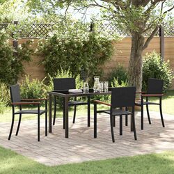 Garden Dining Set 5 Piece Outdoor Furniture Black Steel Frame Rattan Seating