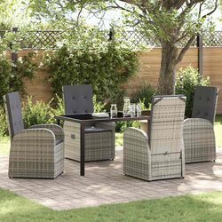 Garden Dining Set 5 Piece Outdoor Furniture Poly Rattan Chair Table Grey