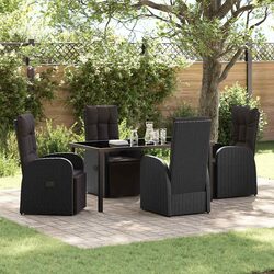 Outdoor Dining Set 5 Pieces Black Garden Furniture Patio Table Chairs
