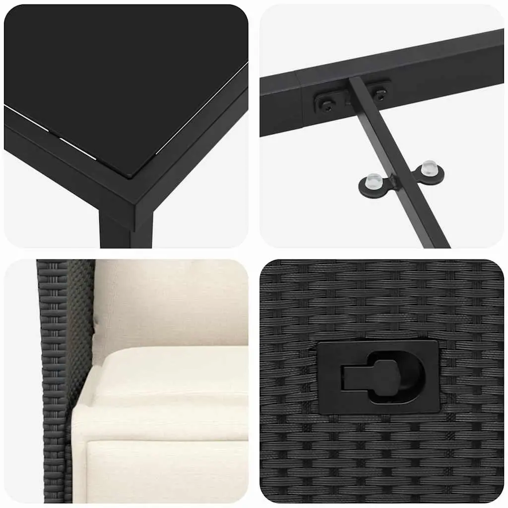 Garden Dining Set 5 Piece Outdoor Patio Furniture Adjustable Backrests Black Poly Rattan