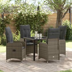 Outdoor Dining Set 5 Pieces Grey Garden Furniture Patio Table Chairs Cushions