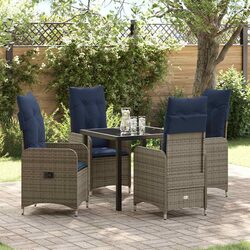 Garden Dining Set 5 Piece Outdoor Furniture Black Poly Rattan Table Chairs