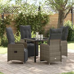 Garden Dining Set 5 Piece Outdoor Furniture Grey Poly Rattan Patio Table Chairs