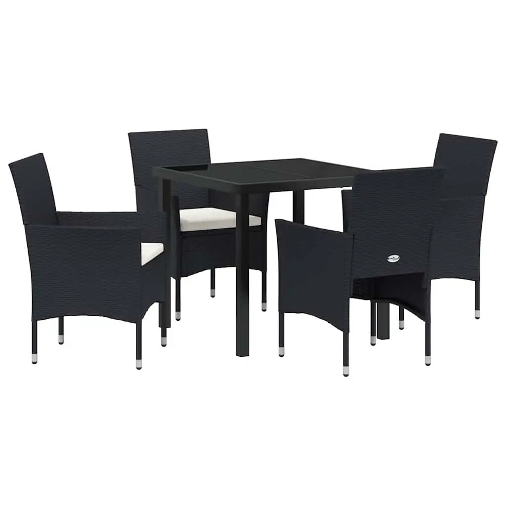 Garden Dining Set 5 Piece Black Outdoor Furniture Patio Table Chairs with