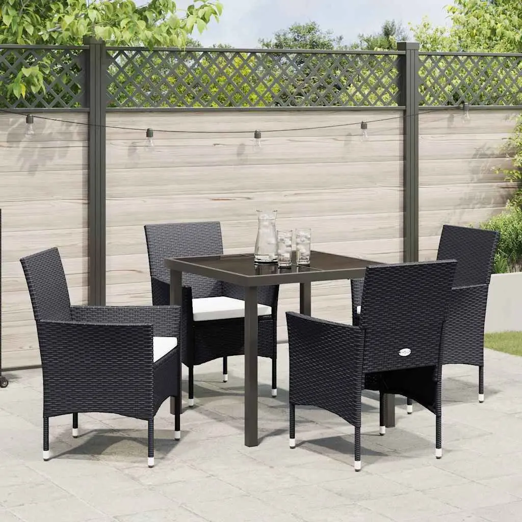 Garden Dining Set 5 Piece Black Outdoor Furniture Patio Table Chairs with