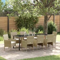 Garden Dining Set 9 Pieces Outdoor Furniture Patio Beige Poly Rattan with